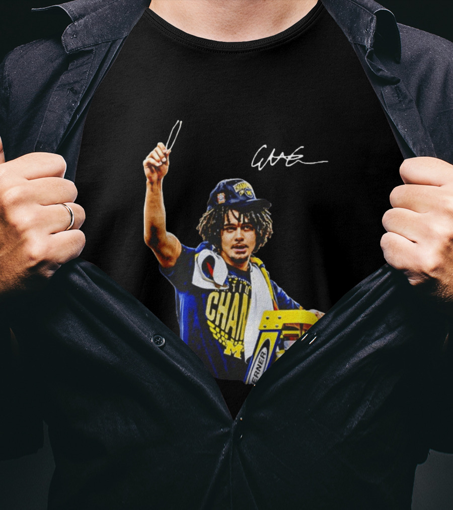 Elliot Cadeau Michigan Wolverines Natty Champ Victory Celebration T-Shirt