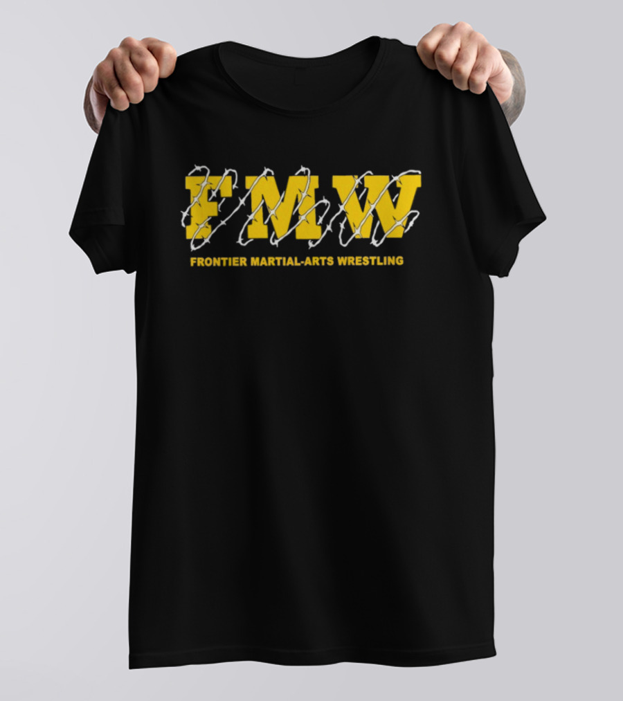 FMW Frontier Martial Arts Wrestling Barbed Wire Iconography T-Shirt