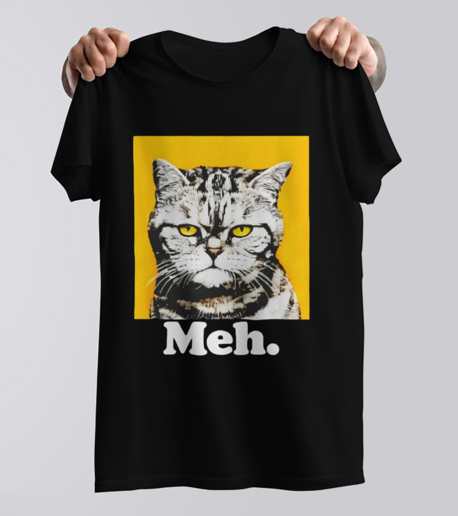 Meh Angry Cat With Yellow Eyes T-Shirt