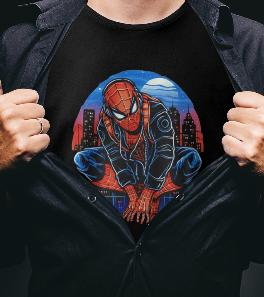 Spider Man Big City Crawler Nighttime Urban Adventure T-Shirt