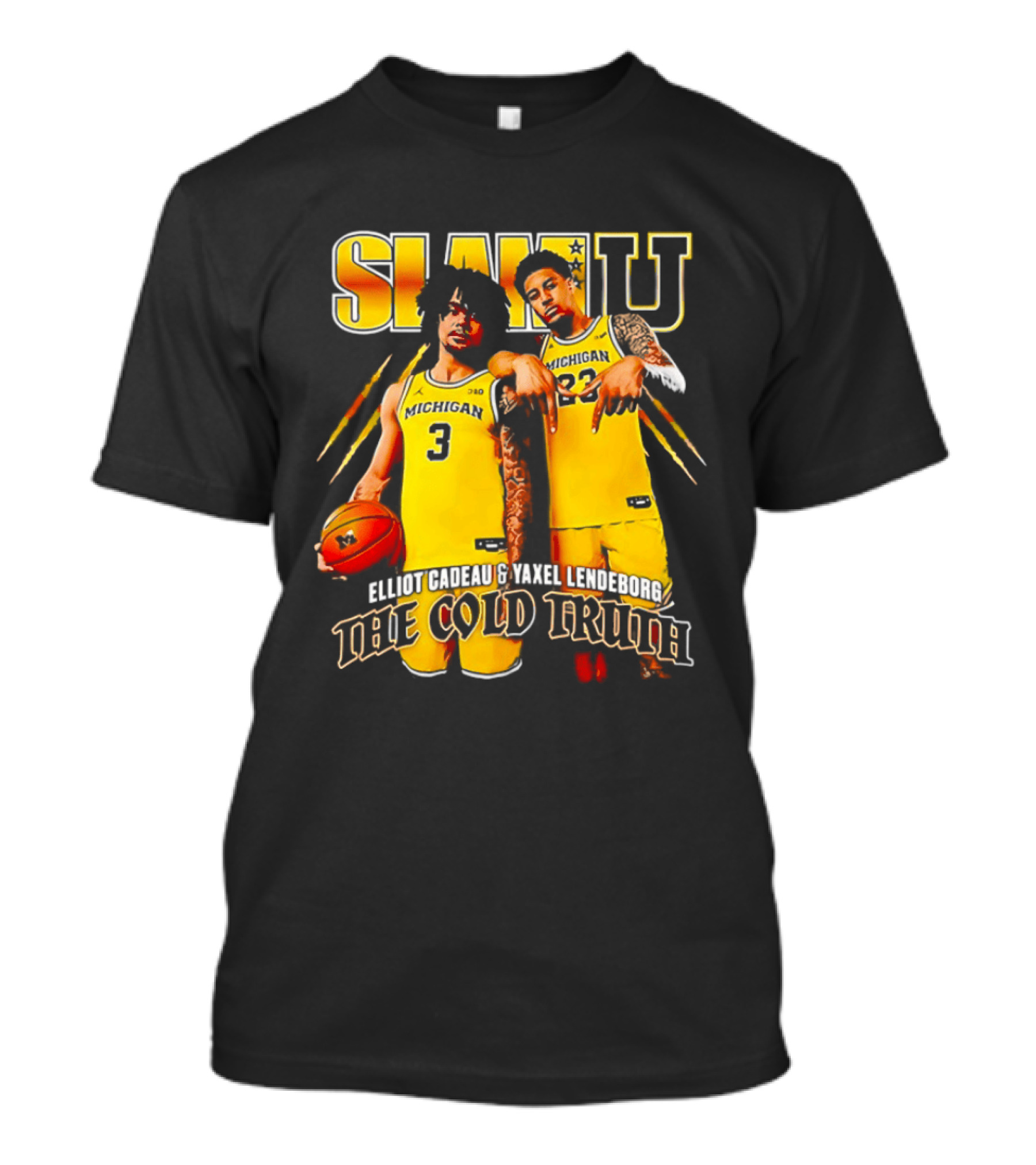 SLAMU Michigan Wolverines Yaxel Lendeborg And Elliot Cadeautee The Cold Truth T-Shirt