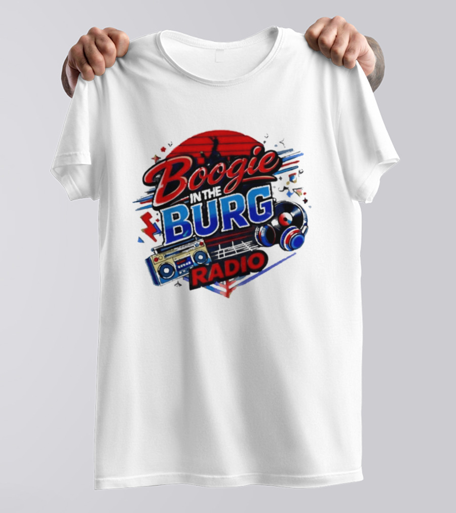 Boogie In The Burg Radio Music Headphones Boombox Dance T-Shirt