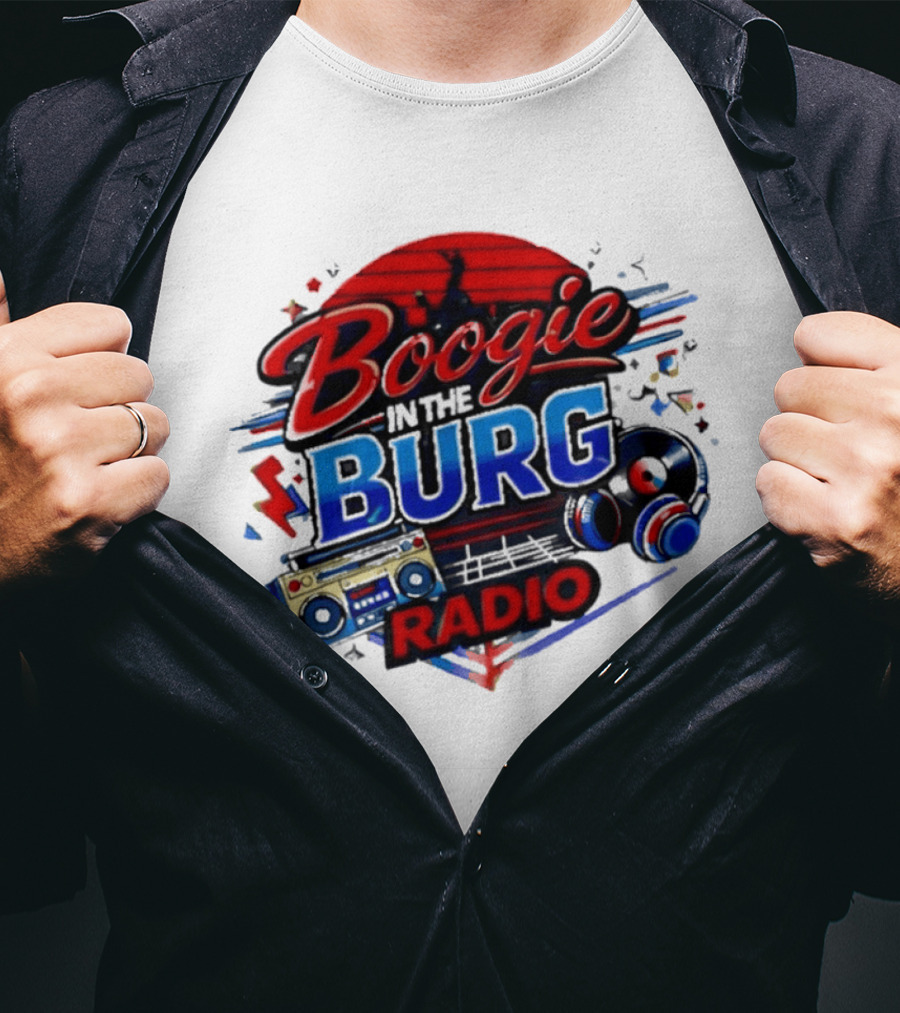 Boogie In The Burg Radio Music Headphones Boombox Dance T-Shirt