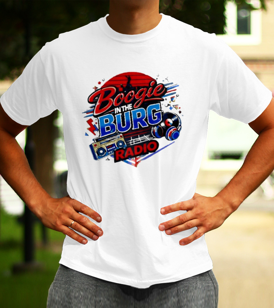 Boogie In The Burg Radio Music Headphones Boombox Dance T-Shirt