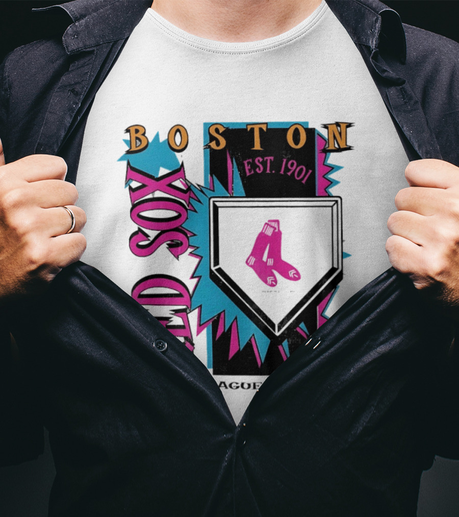 Boston Red Sox Major League Baseball Neon Cooperstown Est 1901 T-Shirt