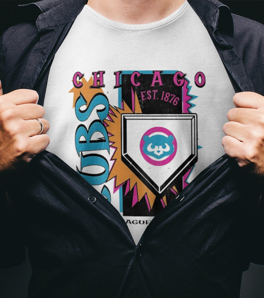 Chicago Cubs Major League Baseball Cooperstown Neon Field Est 1876 T-Shirt