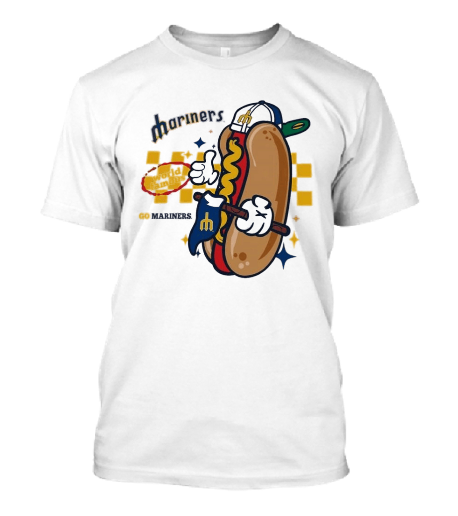 Mariners World Famous Hot Dog Mascot With Baseball T-Shirt