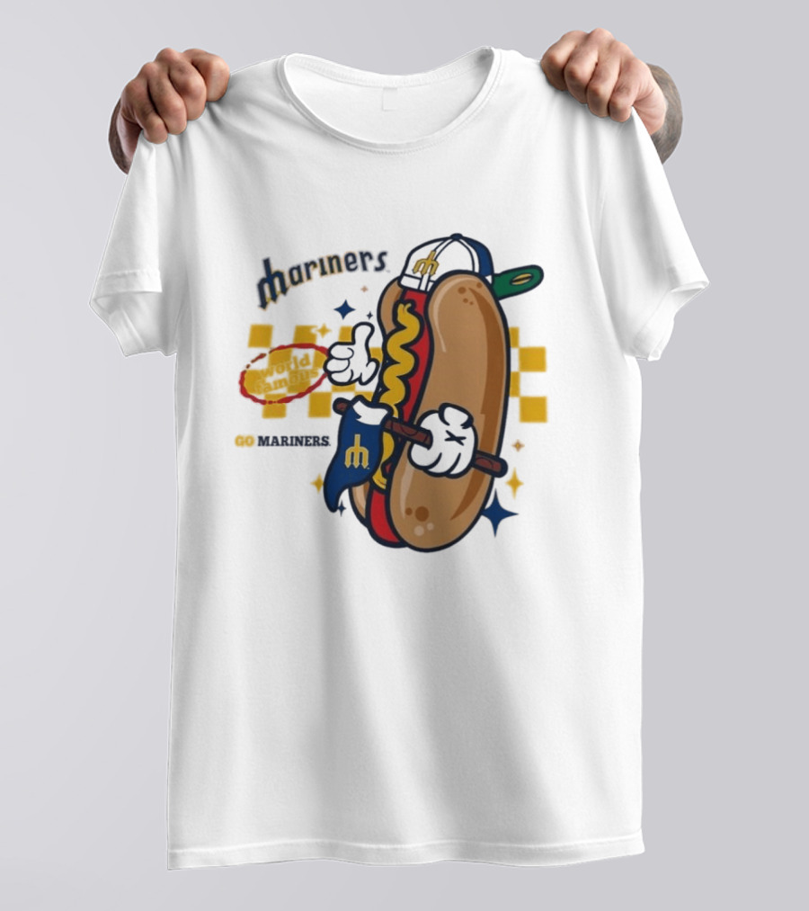 Mariners World Famous Hot Dog Mascot With Baseball T-Shirt