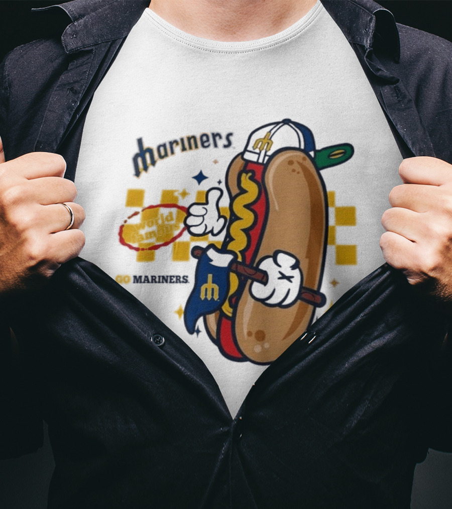 Mariners World Famous Hot Dog Mascot With Baseball T-Shirt