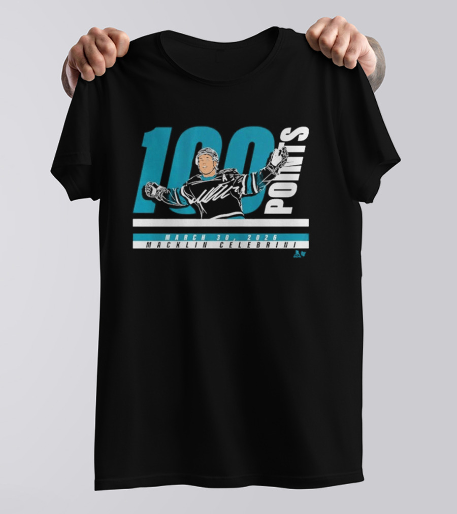 Macklin Celebrini 100 Points March 30 2026 T-Shirt