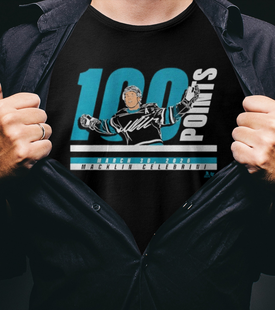 Macklin Celebrini 100 Points March 30 2026 T-Shirt