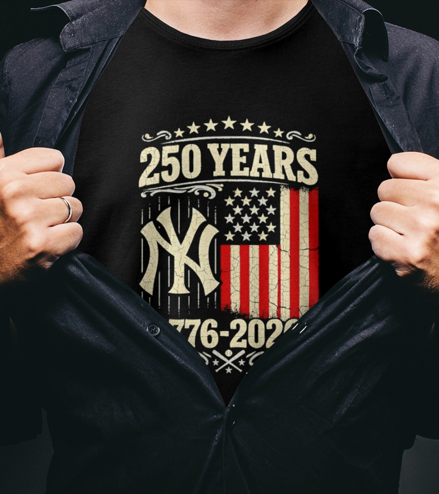 New York Yankees 250 Years USA Anniversary 1776 2026 Celebration T-Shirt