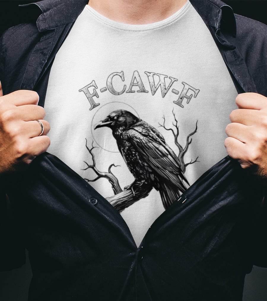 F Caw F Black Bird Moon Gothic Crow Humor T-Shirt