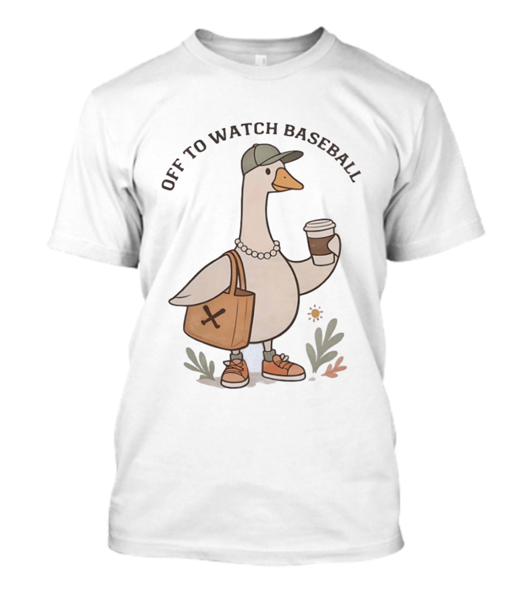 Goose With Coffee And Bag Off To Baseball T-Shirt