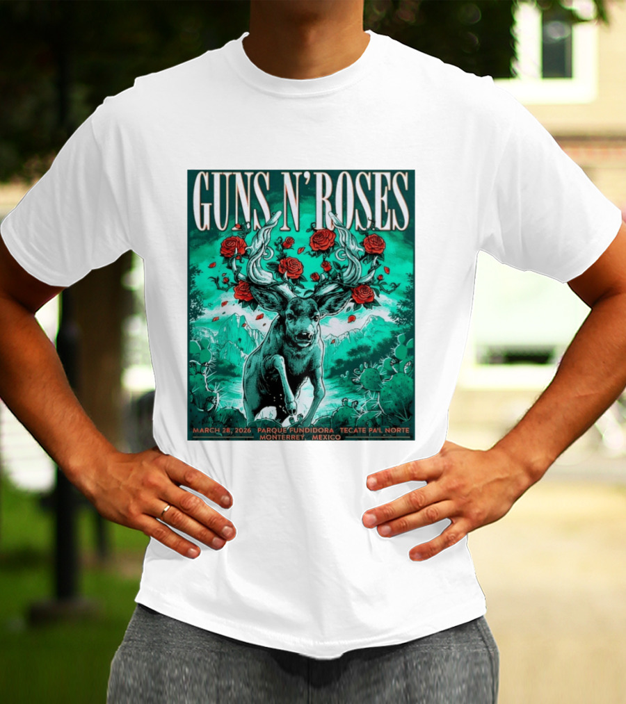 Guns N' Roses Monterrey March 28 2026 Tecate Pa'l Norte Parque Fundidora T-Shirt