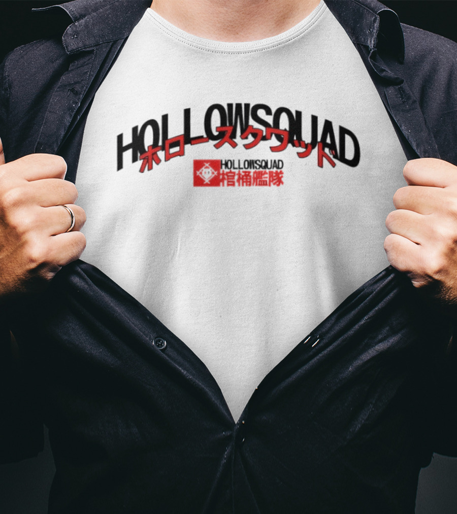 HOLLOWSQUAD Japanese Text Red And Black 3 Piece T-Shirt
