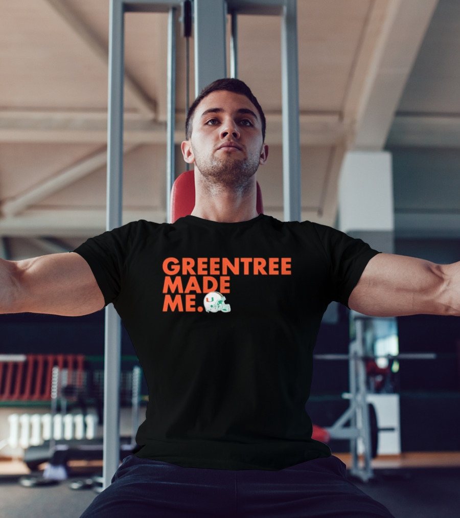 Miami Hurricanes Greentree Made Me Football Helmet T-Shirt