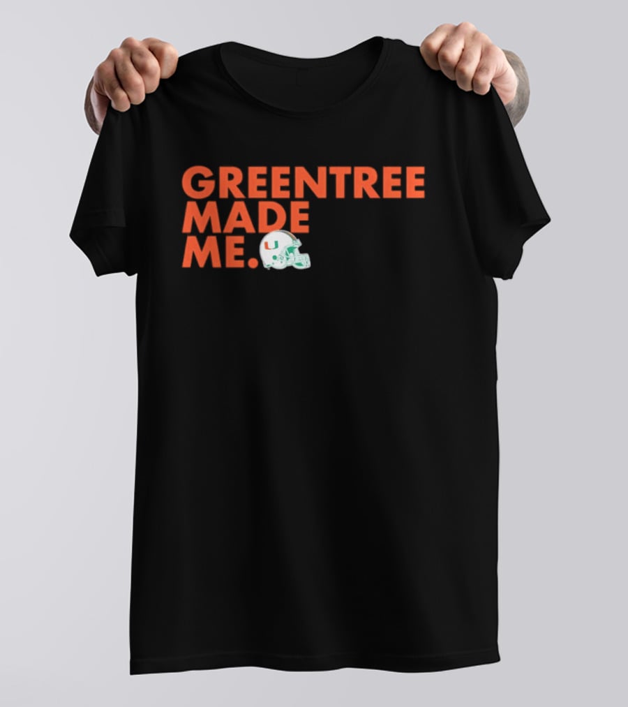 Miami Hurricanes Greentree Made Me Football Helmet T-Shirt