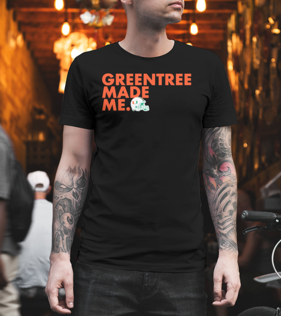 Miami Hurricanes Greentree Made Me Football Helmet T-Shirt