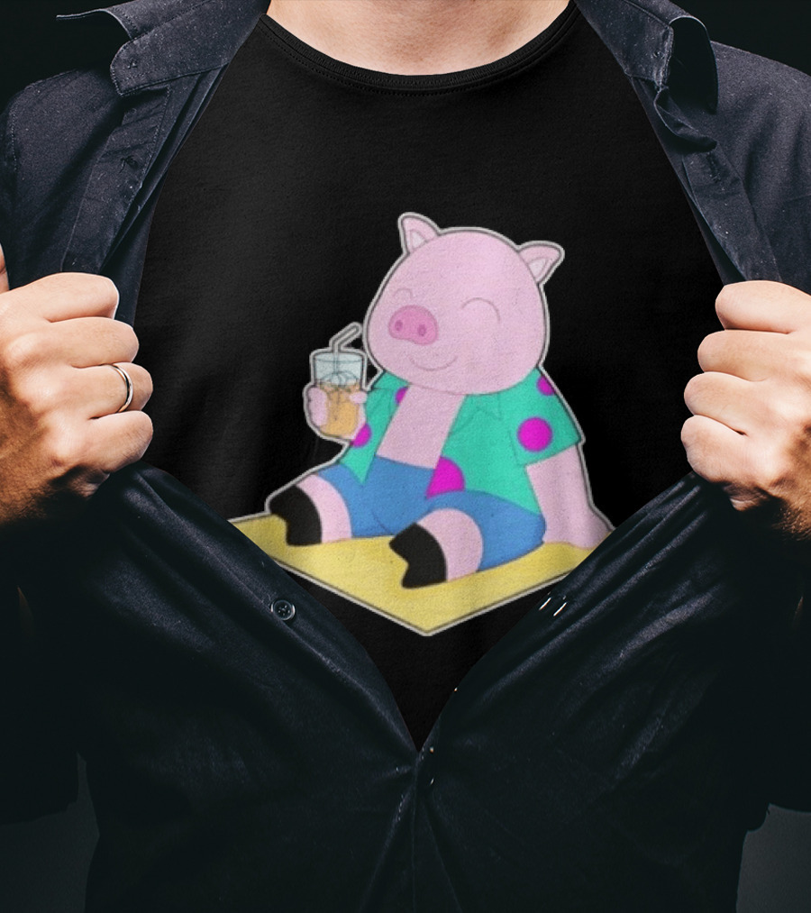 Pig Beach Beverage Summer Relaxation Fun T-Shirt