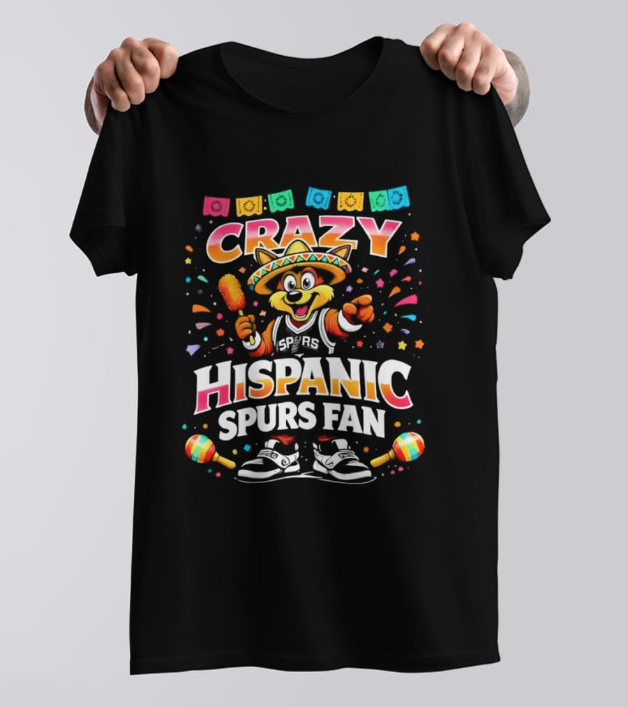 Crazy Hispanic Spurs Fan Fiesta Coyote 2026 Basketball Game Day Mexico Celebration T-Shirt