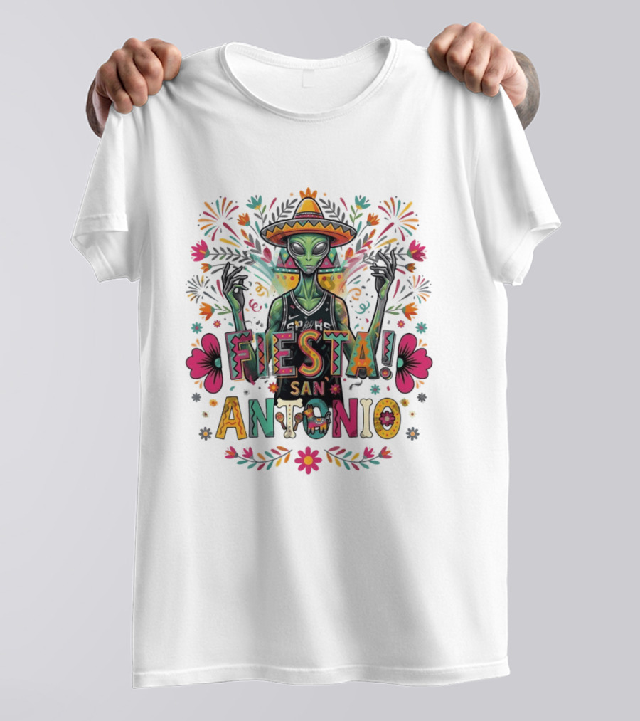 Fiesta San Antonio Alien Victor Wembanyama Mexico Spurs Basketball Floral T-Shirt