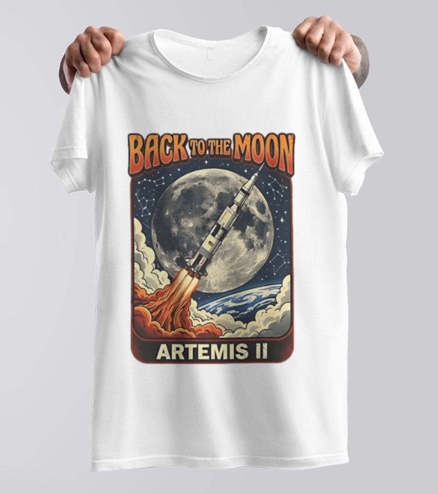 Back To The Moon Artemis II Rocket Launch Space Adventure T-Shirt