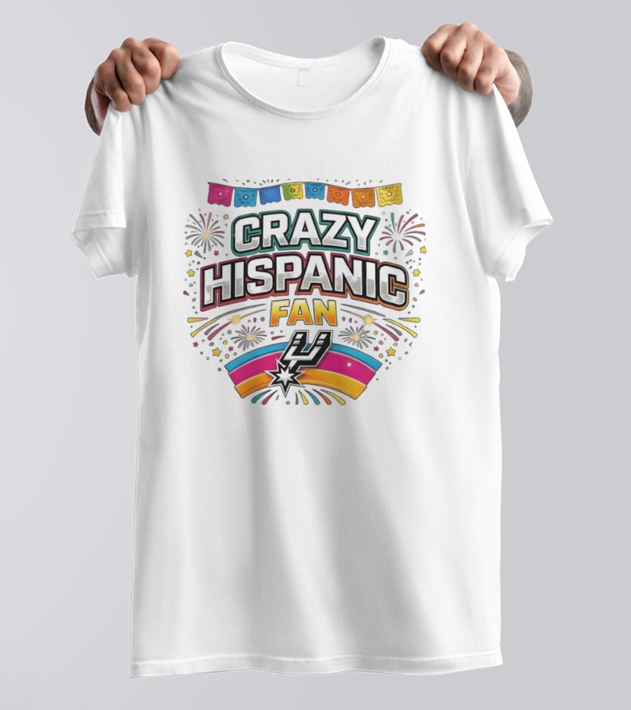 Crazy Hispanic Fan Spurs Basketball Celebration 2026 Fiesta Vibes T-Shirt