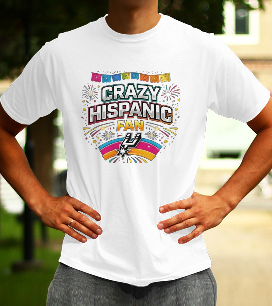 Crazy Hispanic Fan Spurs Basketball Celebration 2026 Fiesta Vibes T-Shirt