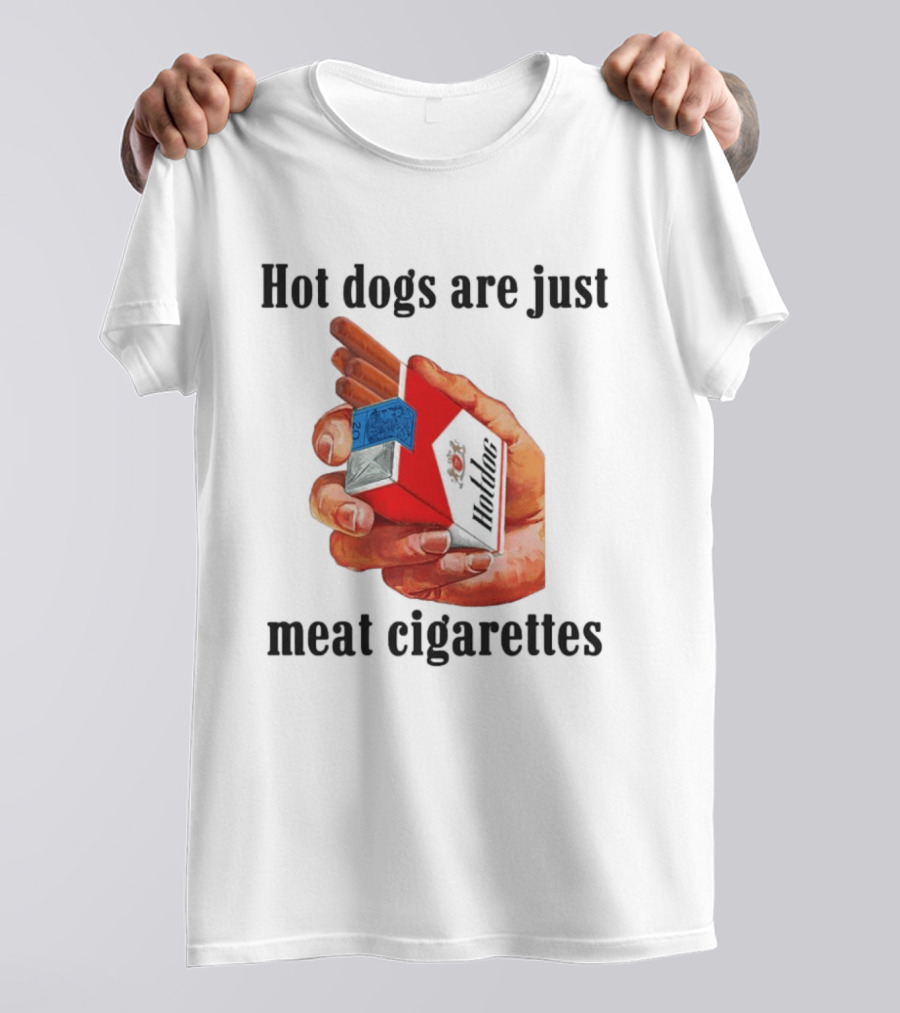 Hot Dogs Are Just Meat Cigarettes Parody Pack T-Shirt
