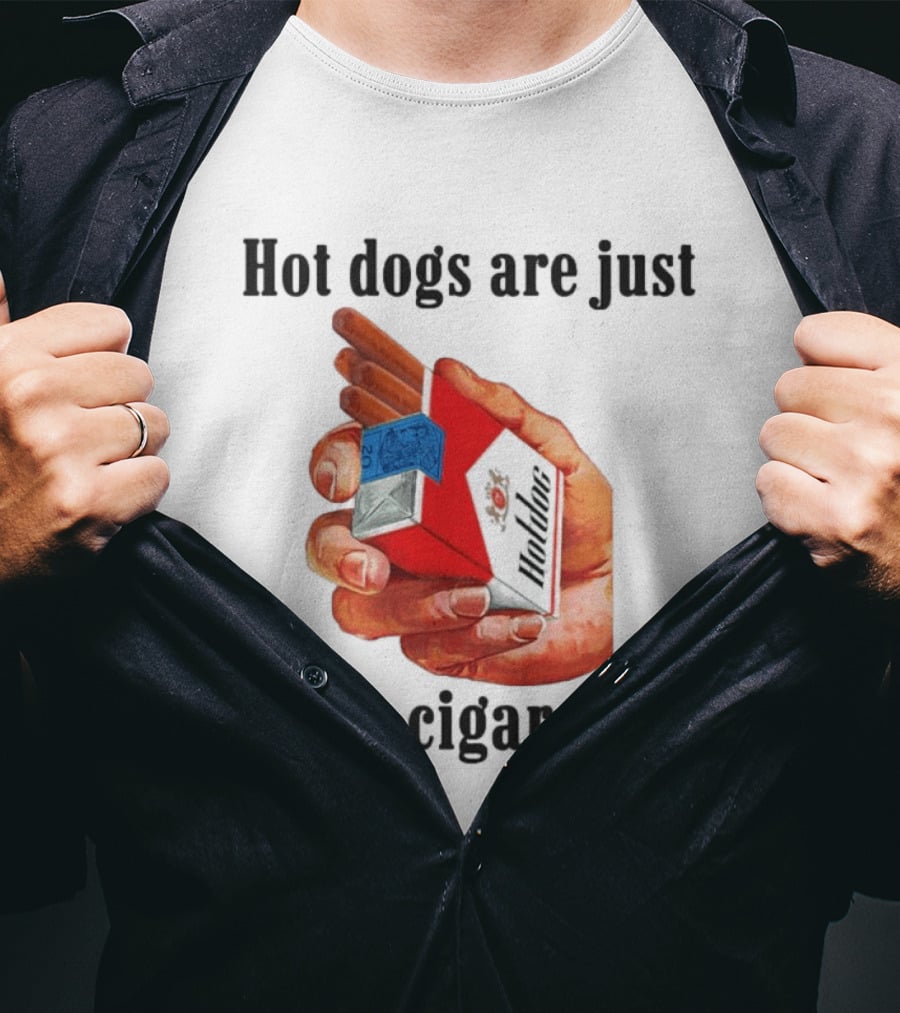 Hot Dogs Are Just Meat Cigarettes Parody Pack T-Shirt