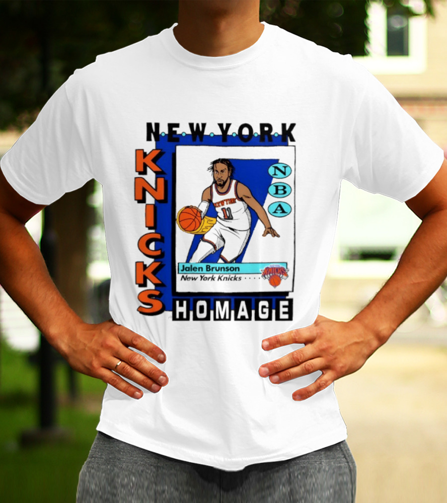 Jalen Brunson New York Knicks NBA Homage Topps Trading Card T-Shirt