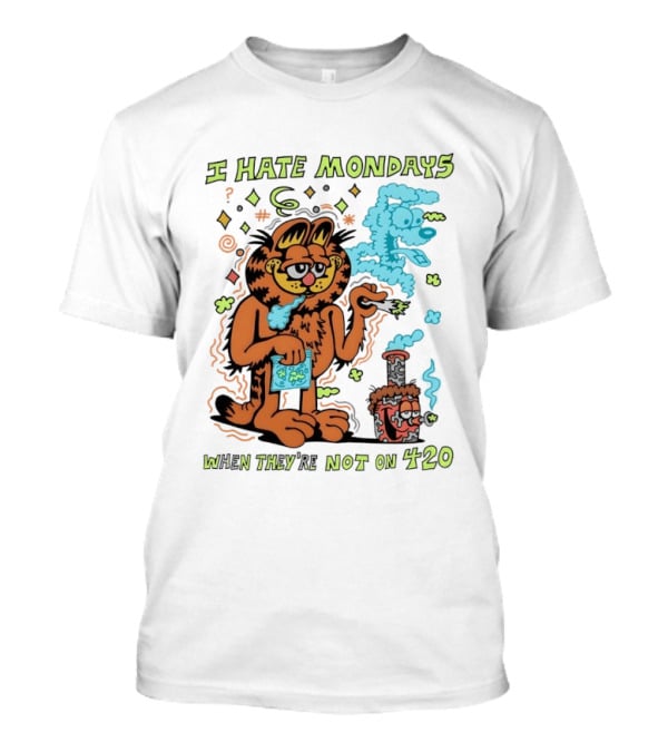I Hate Mondays Orange Cat When They're Not On 420 Smoking Cartoon T-Shirt