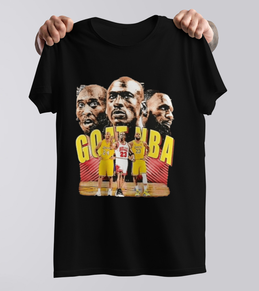 GOAT NBA Kobe Bryant Michael Jordan LeBron James Lakers Bulls Collage T-Shirt