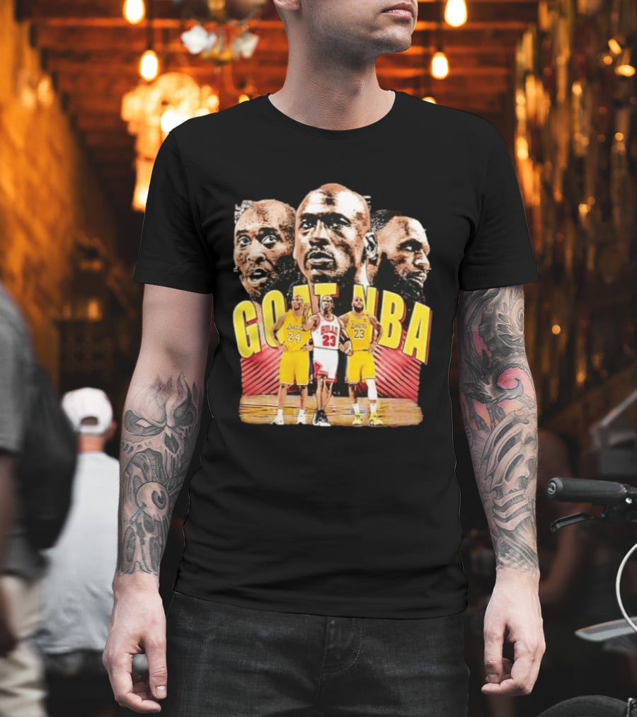 GOAT NBA Kobe Bryant Michael Jordan LeBron James Lakers Bulls Collage T-Shirt