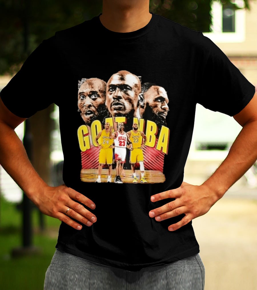 GOAT NBA Kobe Bryant Michael Jordan LeBron James Lakers Bulls Collage T-Shirt