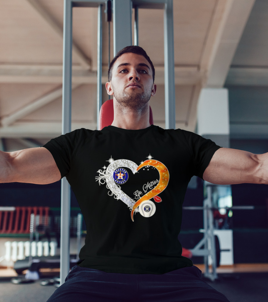 Houston Astros Heart Diamonds Baseball Love Astros T-Shirt