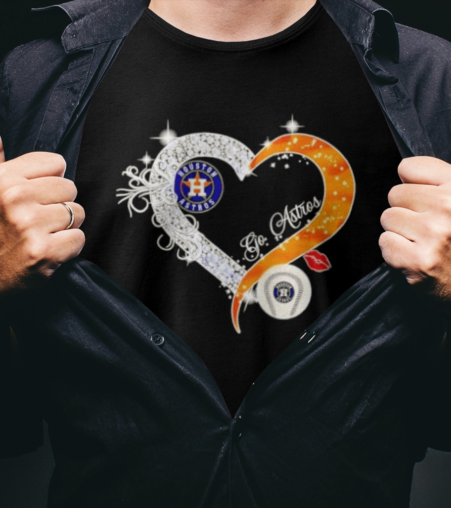Houston Astros Heart Diamonds Baseball Love Astros T-Shirt