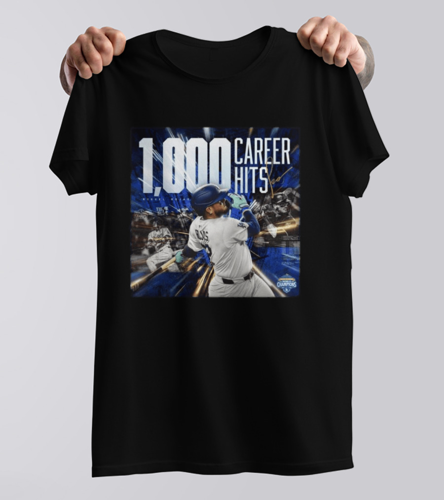 1000 Career Hits Dodgers MLB Champions Celebrating Milestone T-Shirt