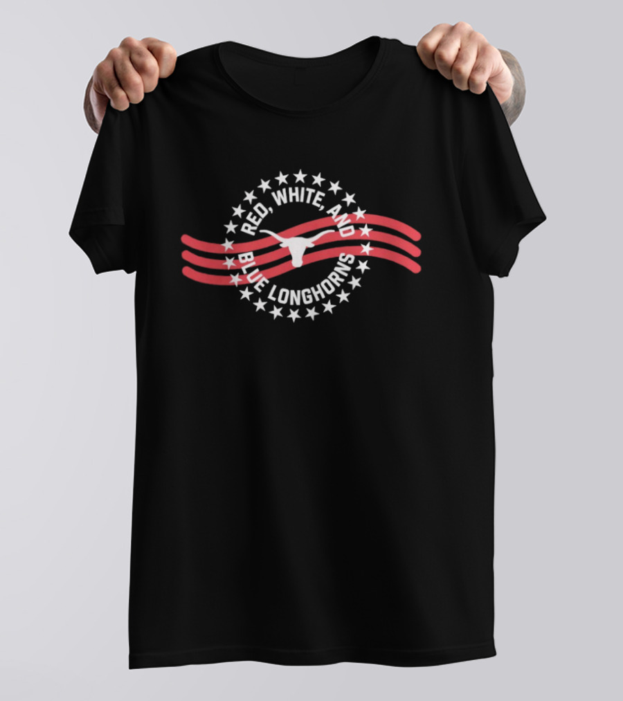 Texas Longhorns Red White And Blue Longhorns Stars And Stripes T-Shirt