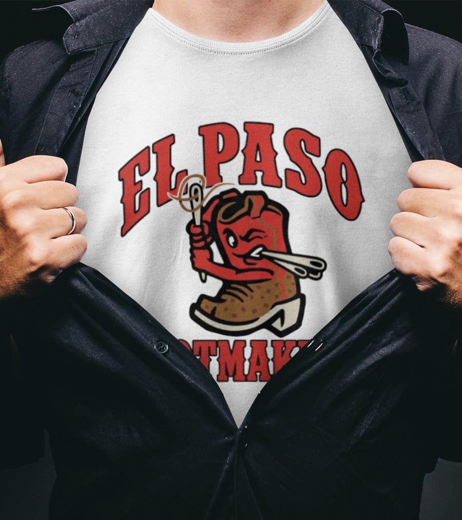 El Paso Bootmakers Winking Cowboy Boot Holding Lasso And Scissors T-Shirt