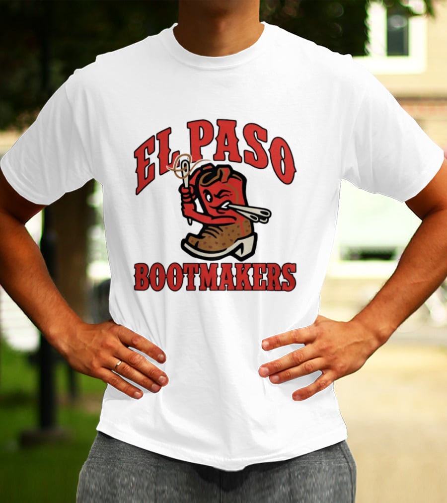 El Paso Bootmakers Winking Cowboy Boot Holding Lasso And Scissors T-Shirt