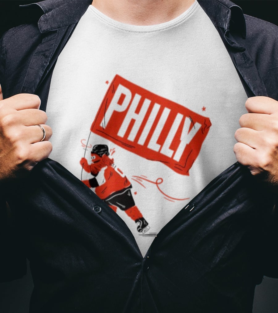 Gritty Philly Flag Philadelphia Flyers Hockey Rally Fan T-Shirt