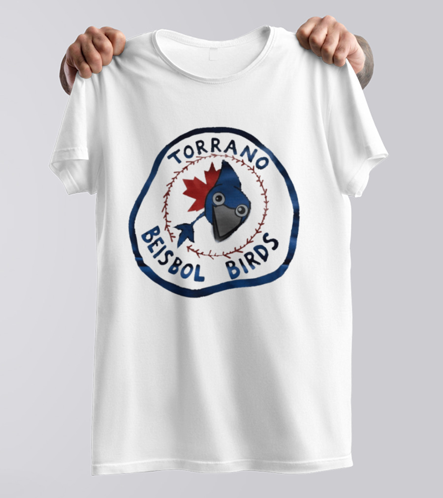 Torrano Beisbol Birds Blue Jay Red Maple Leaf Circle T-Shirt