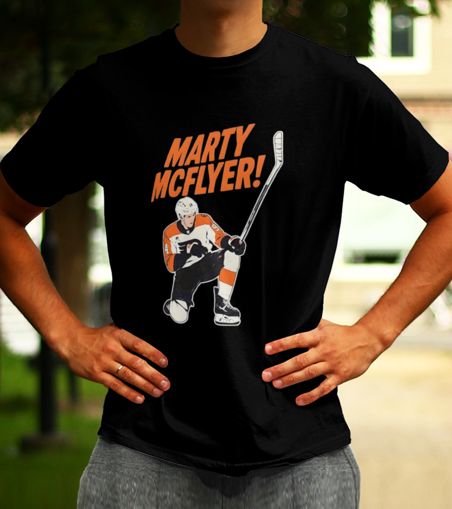 Marty McFlyer Philadelphia Flyers Hockey NHL 2026 Retro Mashup T-Shirt