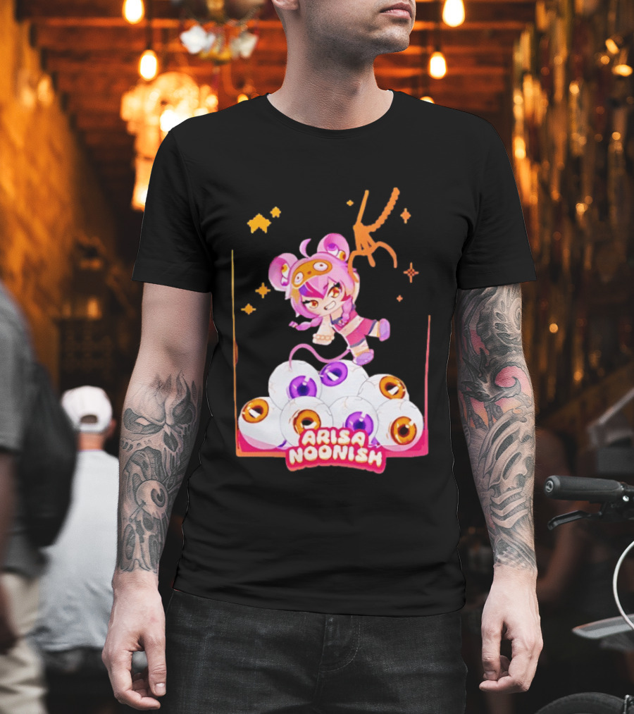 Playful Arisa Noonish With Seven Eyes Anime Character And Stars T-Shirt