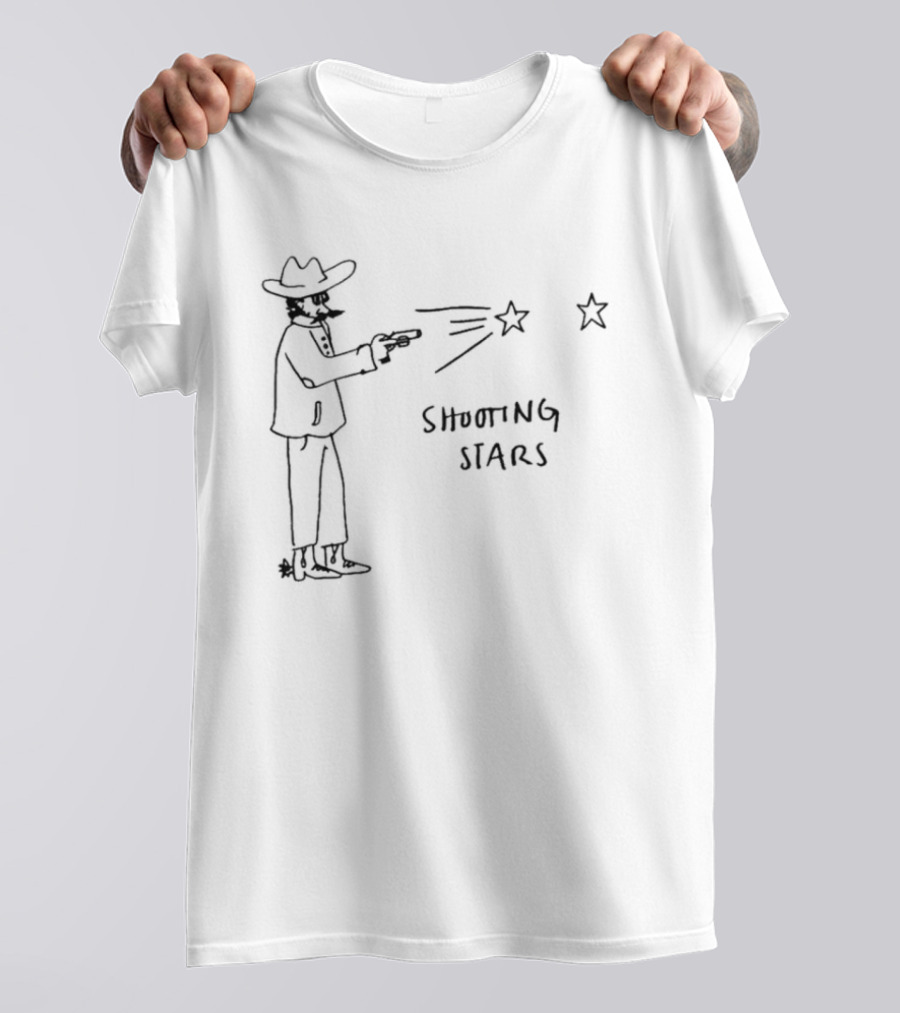Brady Basso Cowboy Shooting Stars Hand Drawn Sketch T-Shirt