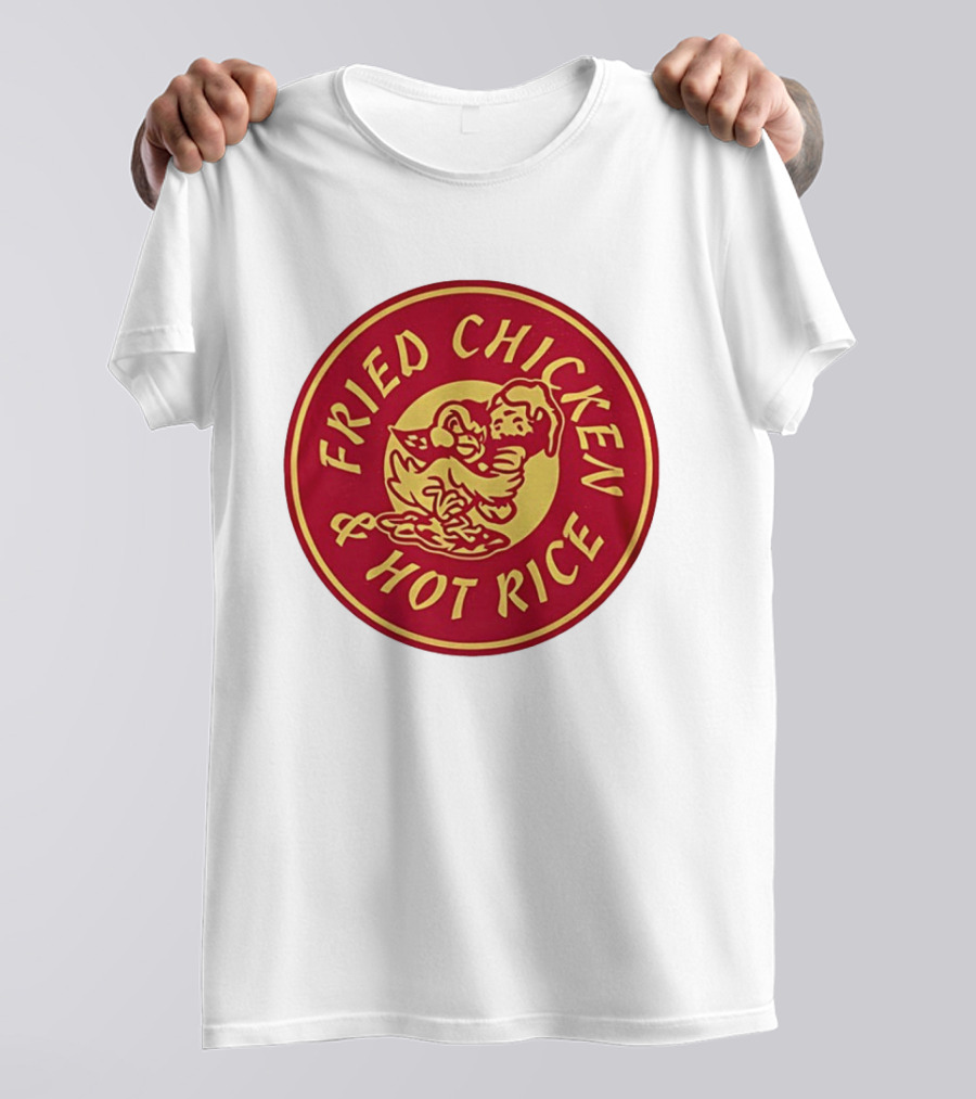 Fried Chicken And Hot Rice Vintage Style Circle T-Shirt