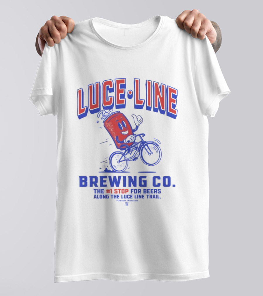 Luce Line Brewing Co The 1 Stop For Beers Along The Luce Line Trail Featuring Cycling Can T-Shirt