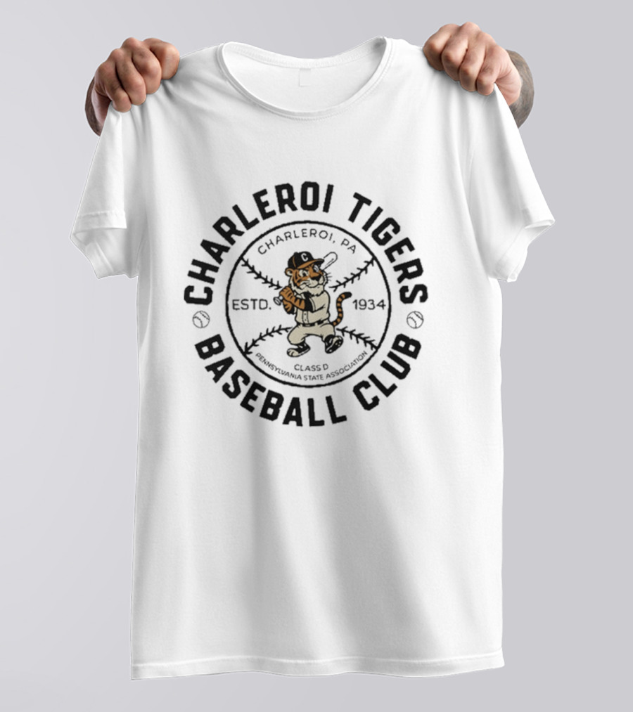 Charleroi Tigers Baseball Club Charleroi PA Estd 1934 Class D Pennsylvania State Association T-Shirt
